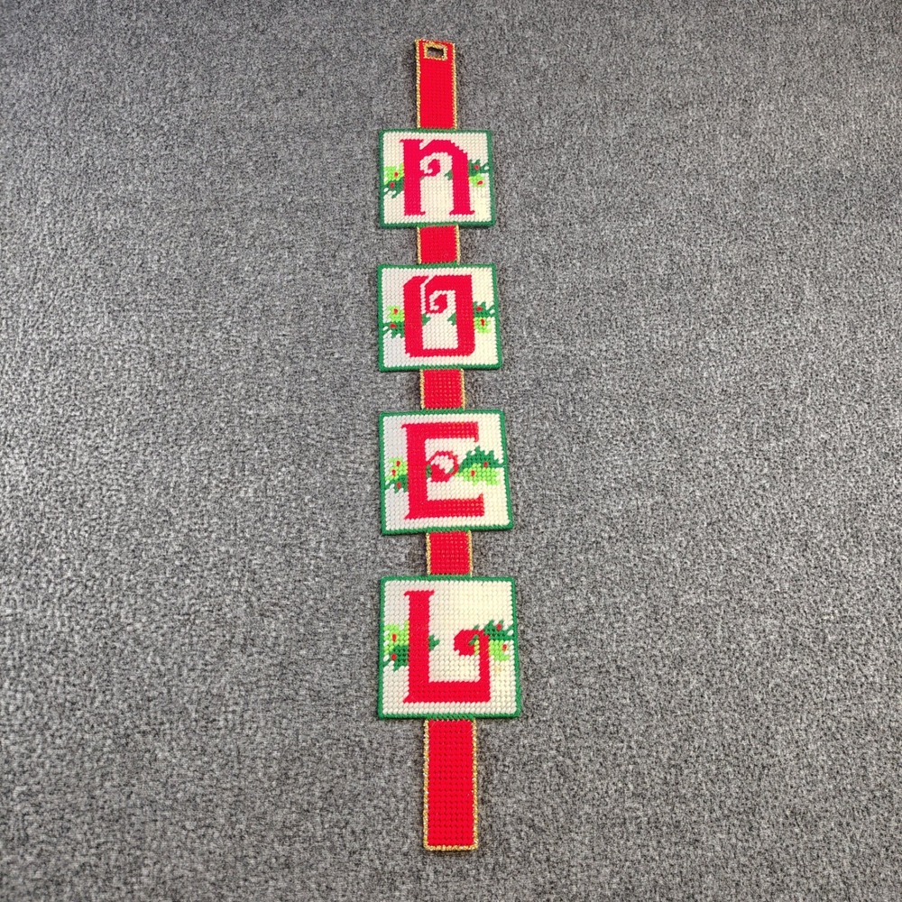 Vintage Noel Wall Hanging Red (Christmas Holiday Needlepoint Decor)